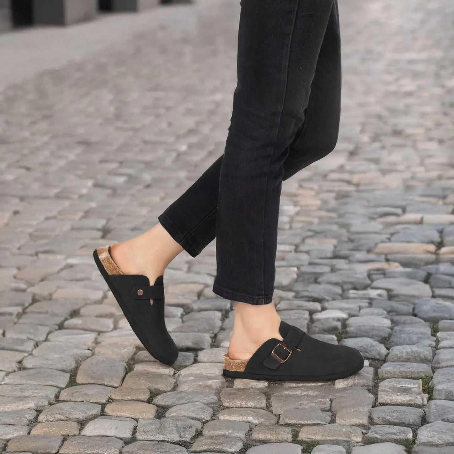 Sabots confort en daim & semelle liège antidérapante